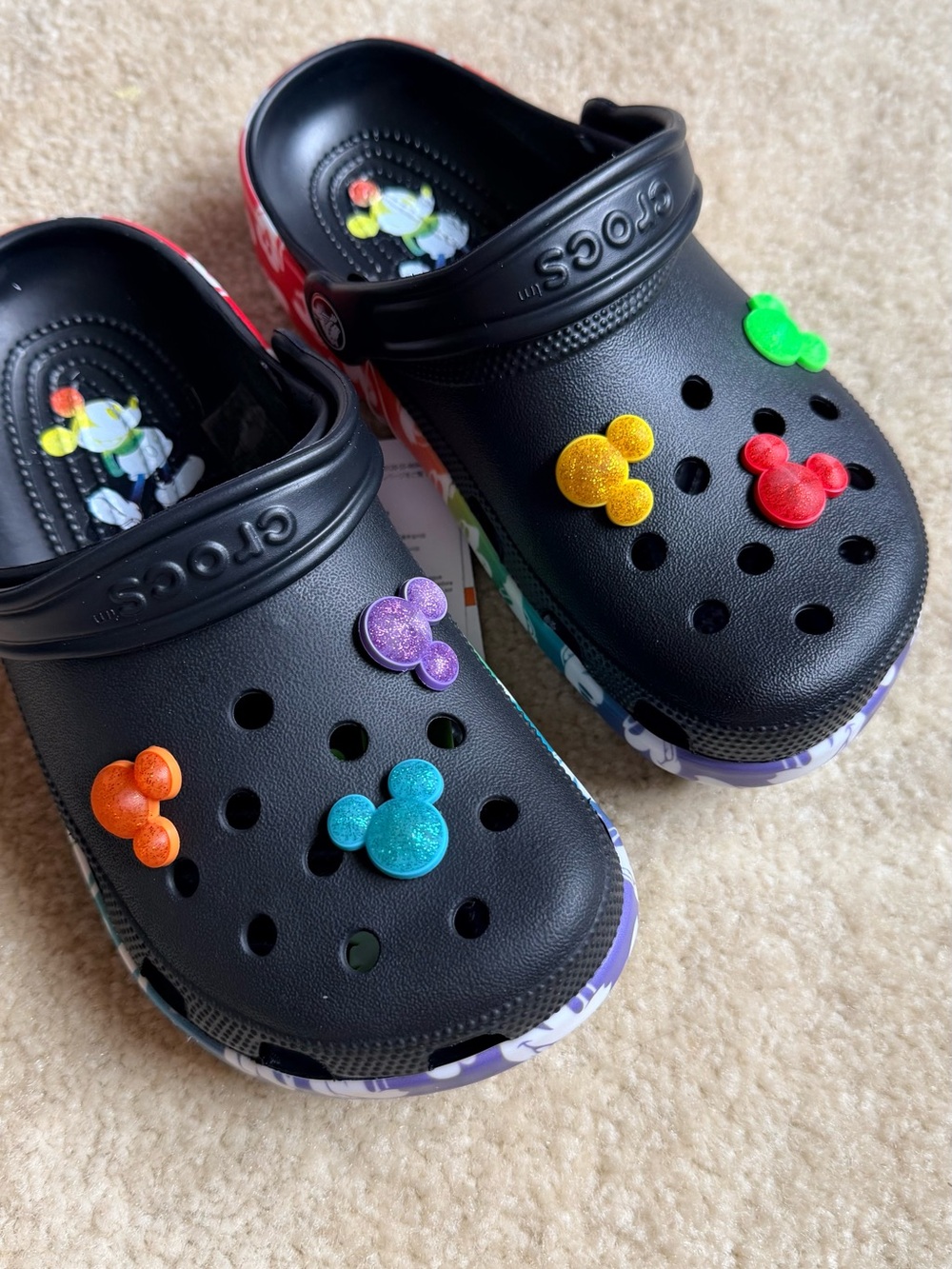 CROCS Black Kids' Mickey Jibbitz Clog with Multicolor Charms